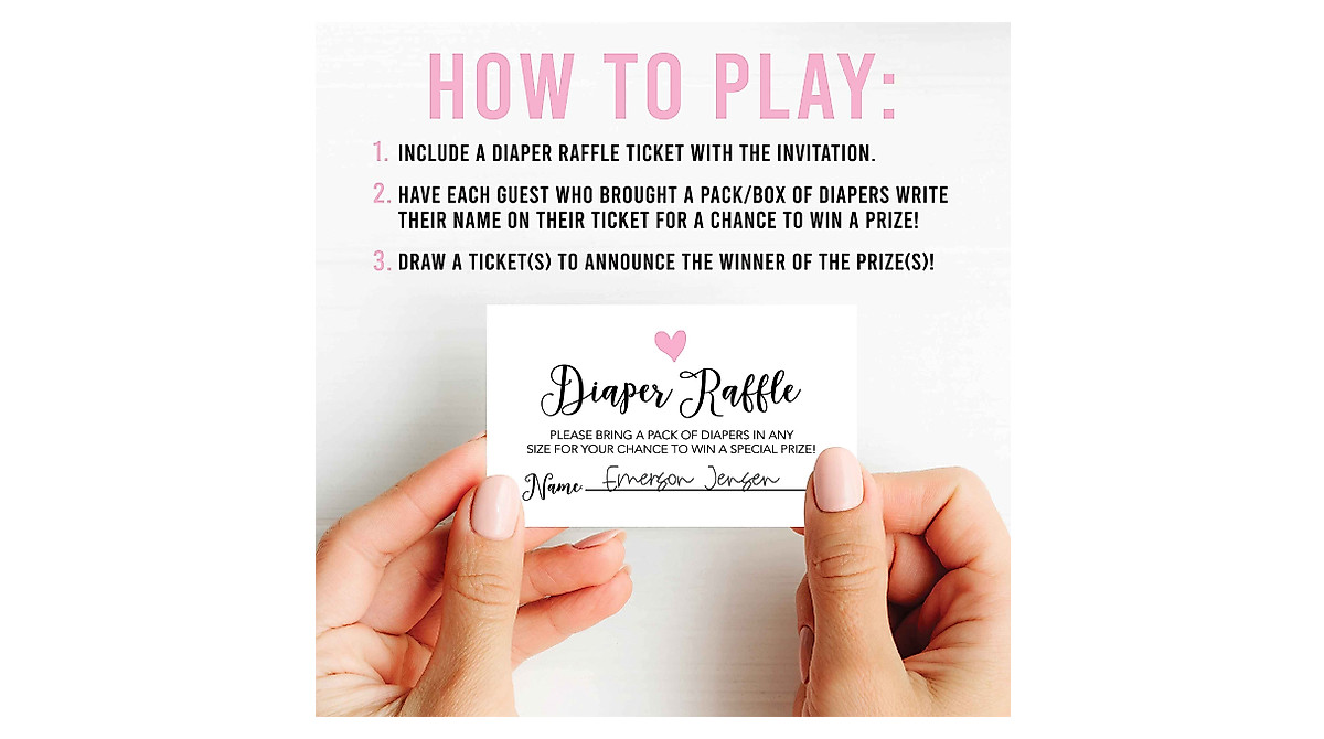 Cute Diaper Raffle Tickets for Baby Showers - 25 Cards