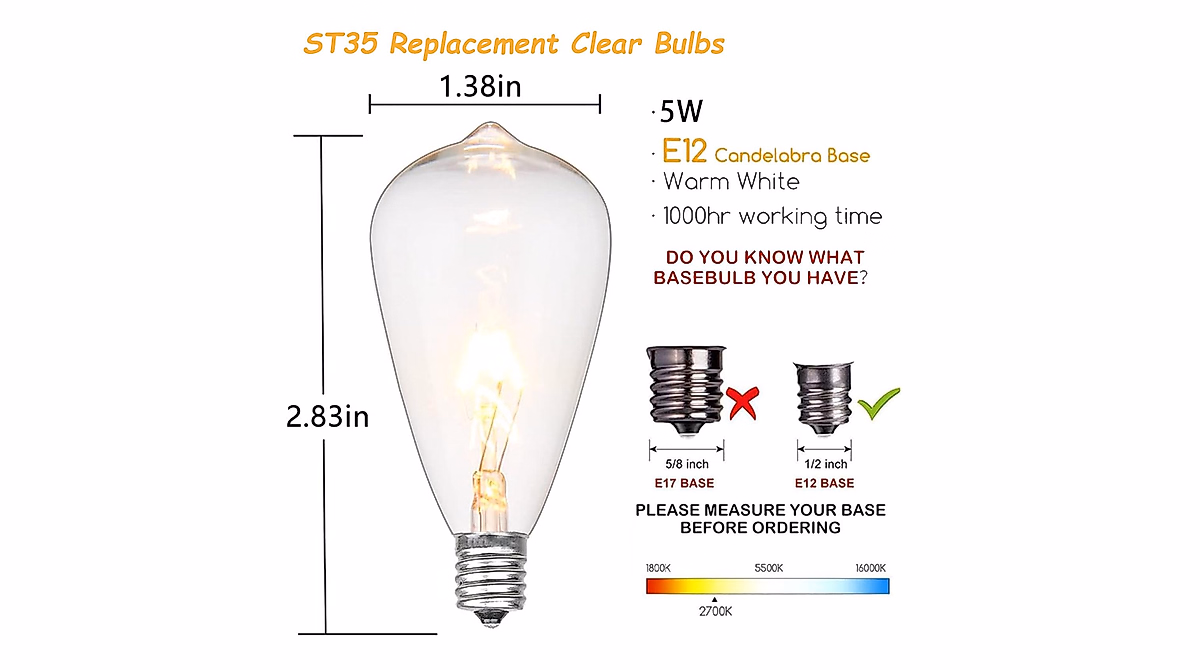 Romasaty 25-Pack ST35 Edison Bulbs for String Lights