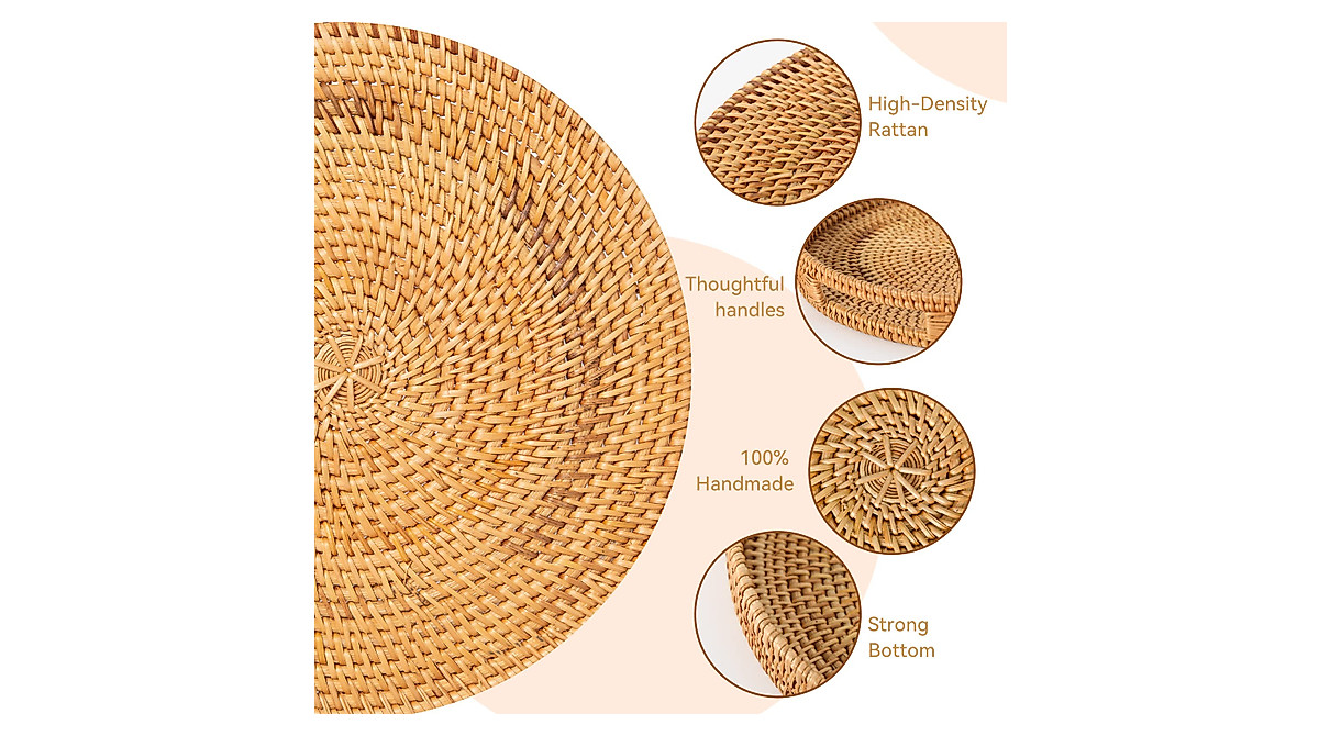 Rattan Serving Tray - Rustic Decor & Functional Organizer