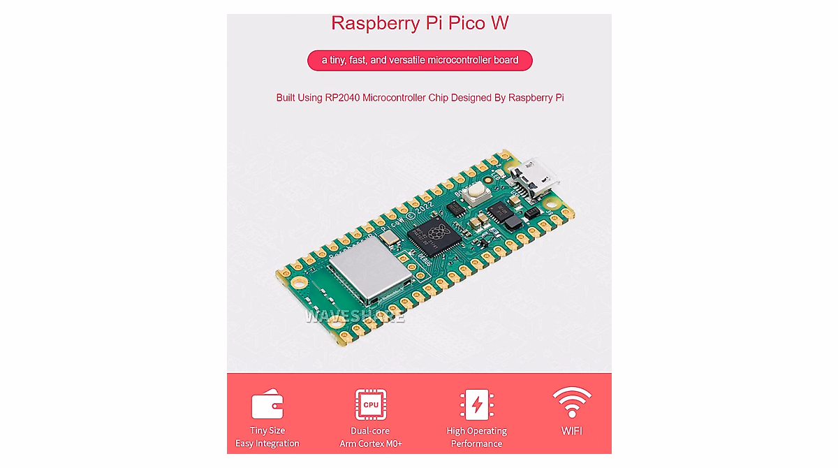 Raspberry Pi Pico W Pre-Soldered Header | Built-in Wi-Fi