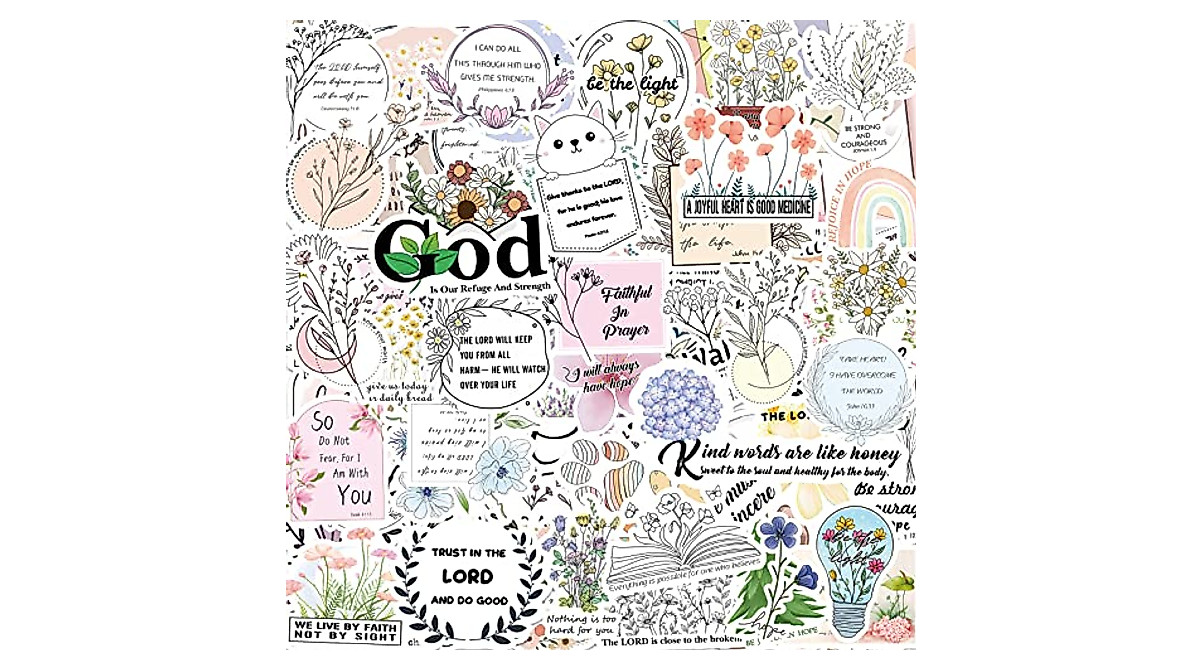 118 Christian Stickers - Waterproof Bible Verse & Floral Decal Set
