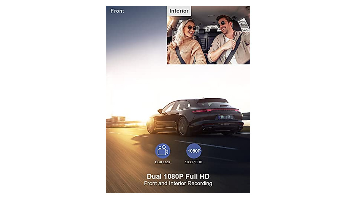 Dual Dash Cam 1080P Front & Inside Night Vision for Cars