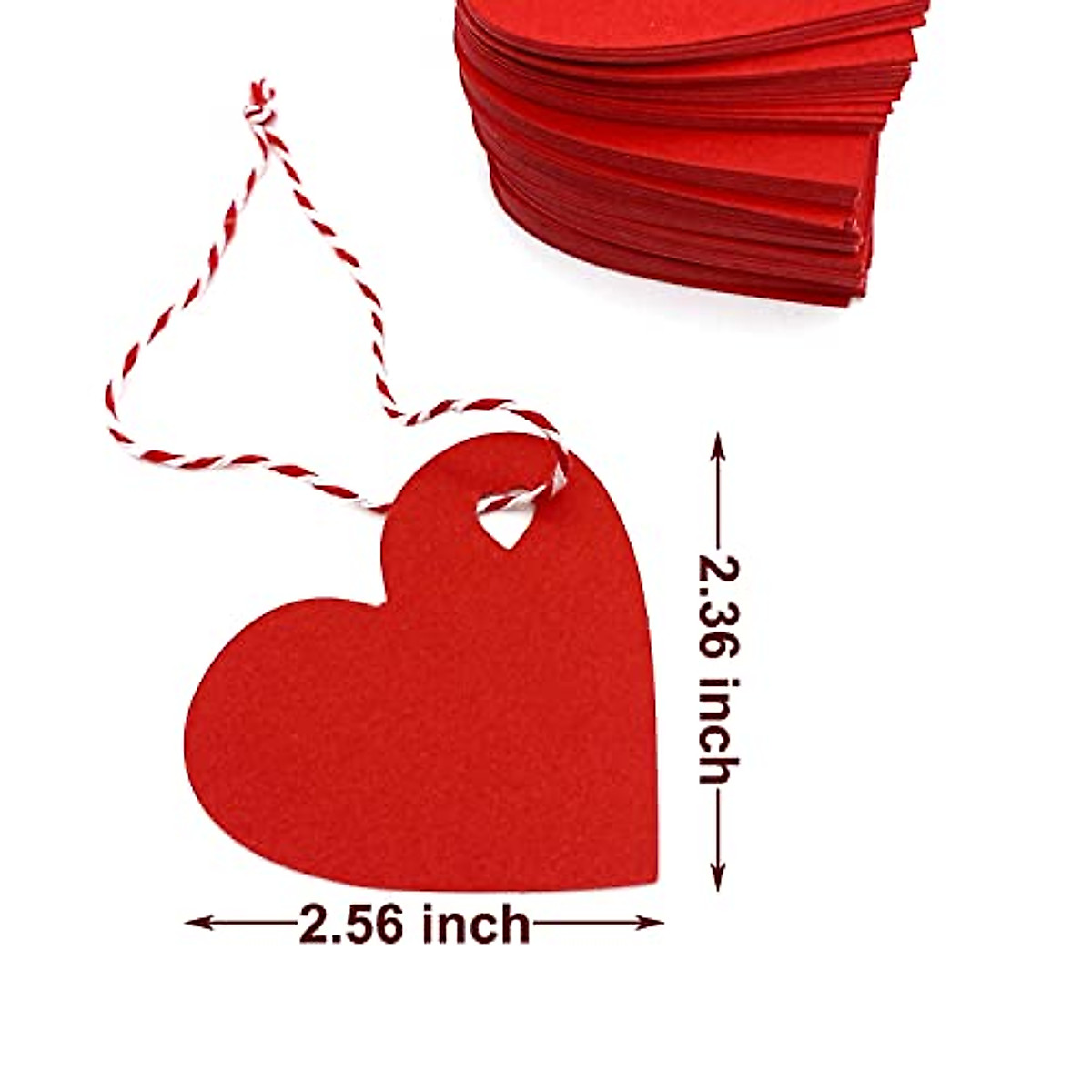 YSSAI 100 Red Heart Gift Tags for Valentine's Day & More