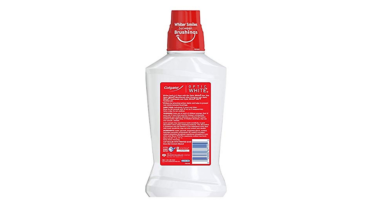 Colgate Optic White Whitening Mouthwash - Fresh Mint, 500mL
