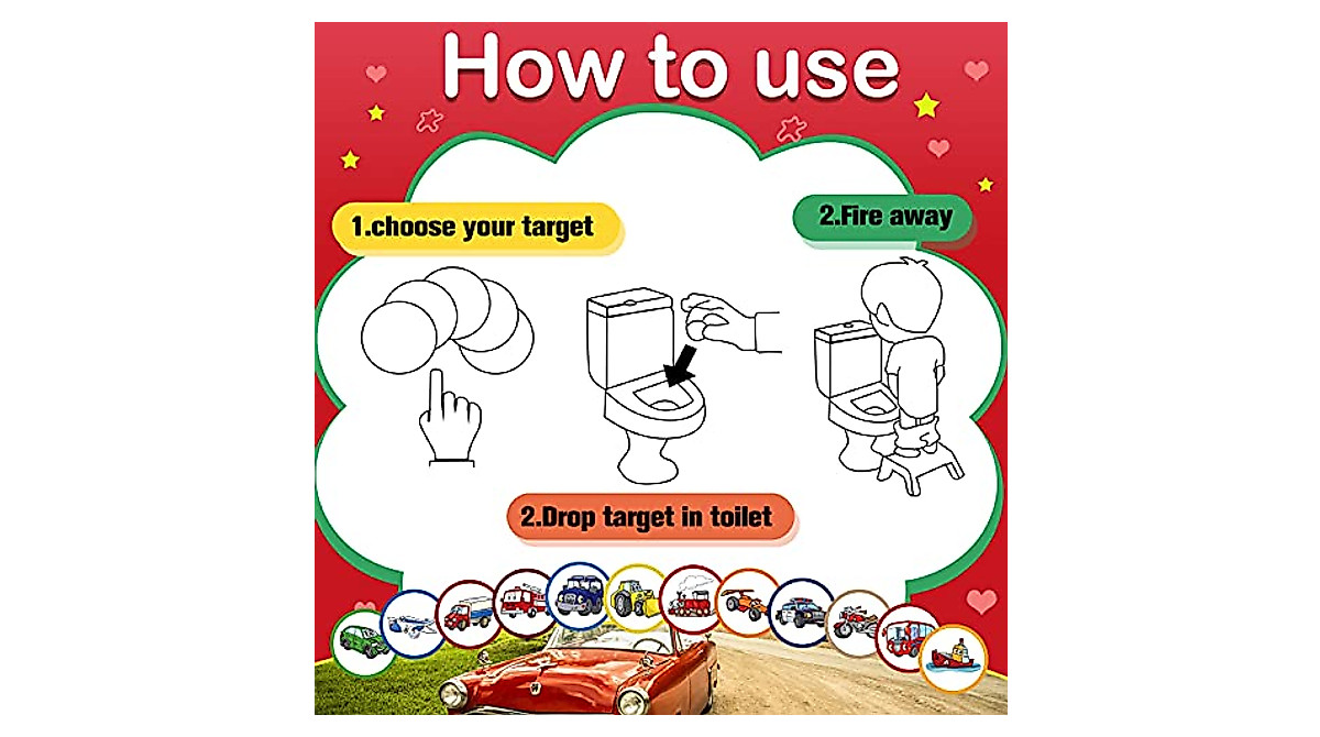 Potty Training Targets for Boys - 120 Fun Designs