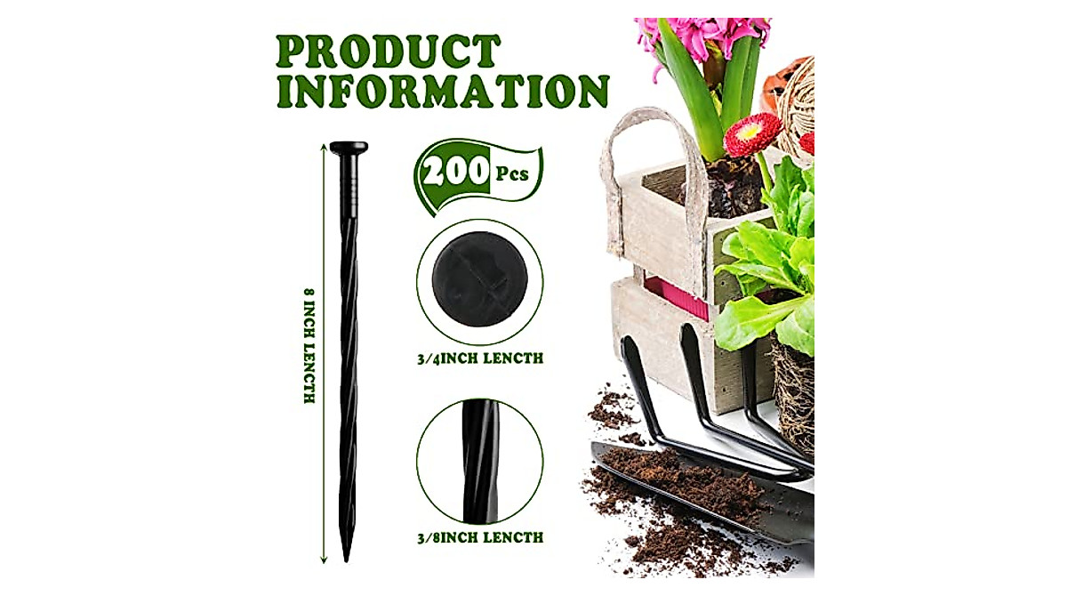 200 Pack 8 Inch Landscape Edging Stakes for Garden & Lawn