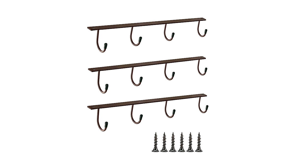 YQBOOM Mug Hanger Under Cabinet 3 Pcs Iron Mug Rack Wall Mounted Coffee ...