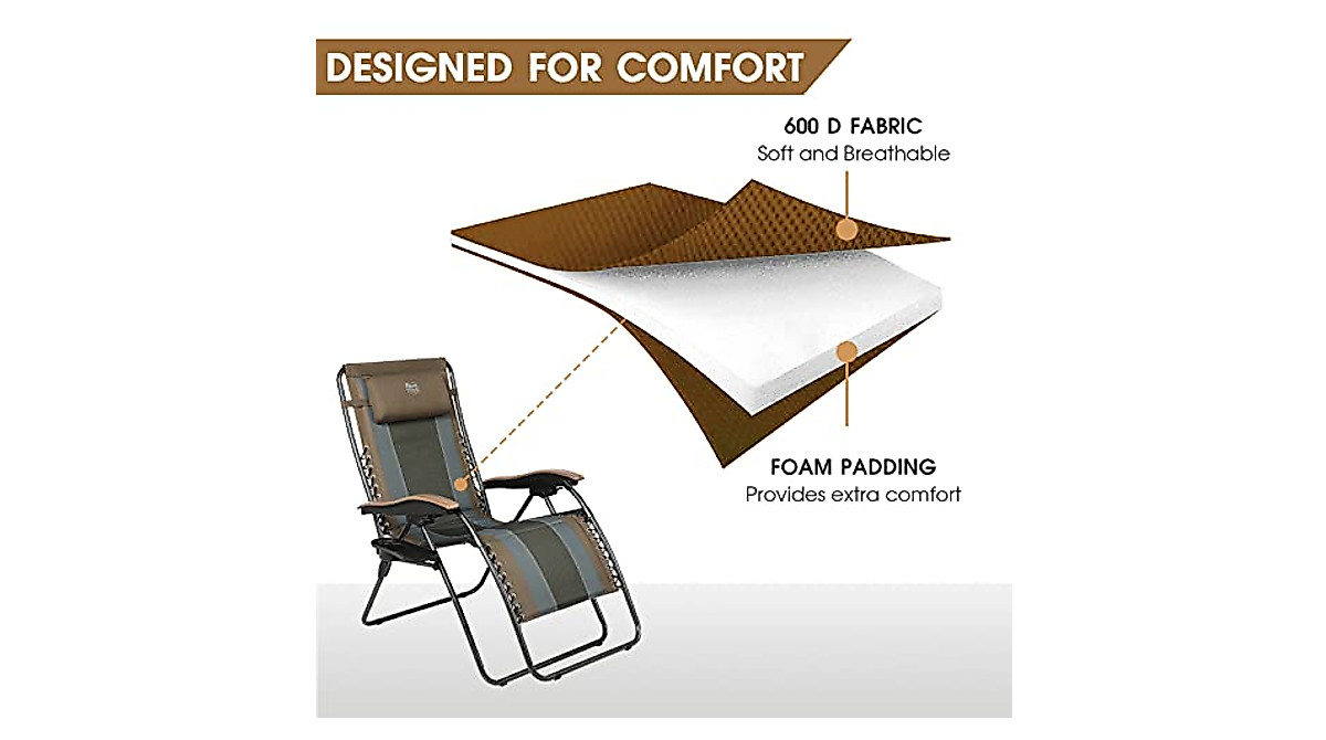 Timber Ridge Outdoor Reclining Chair - Comfort Up to 500lbs