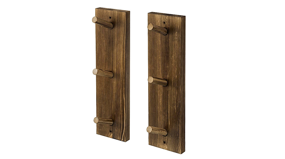 MyGift Rustic Wooden Mug Racks - Set of 2 for Stylish Kitchen Storage