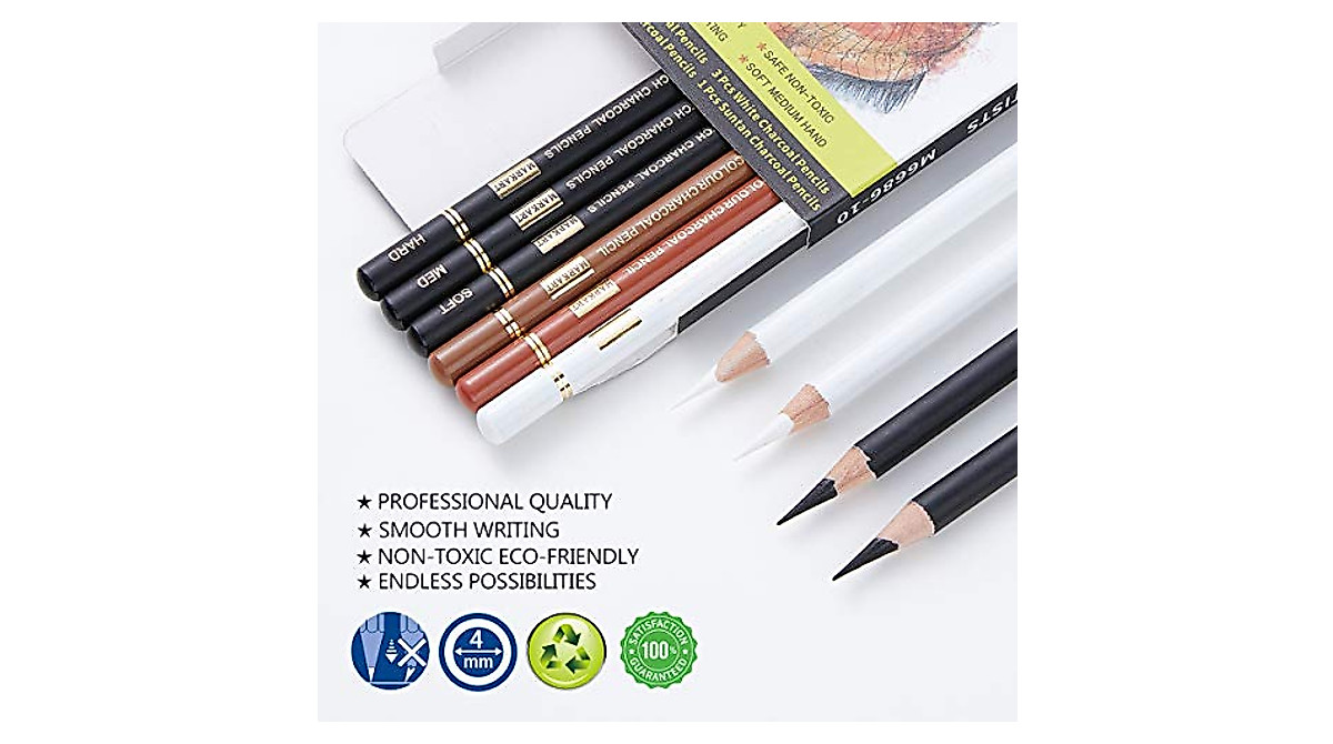 MARKART Professional Charcoal Pencils Set for Sketching & Drawing