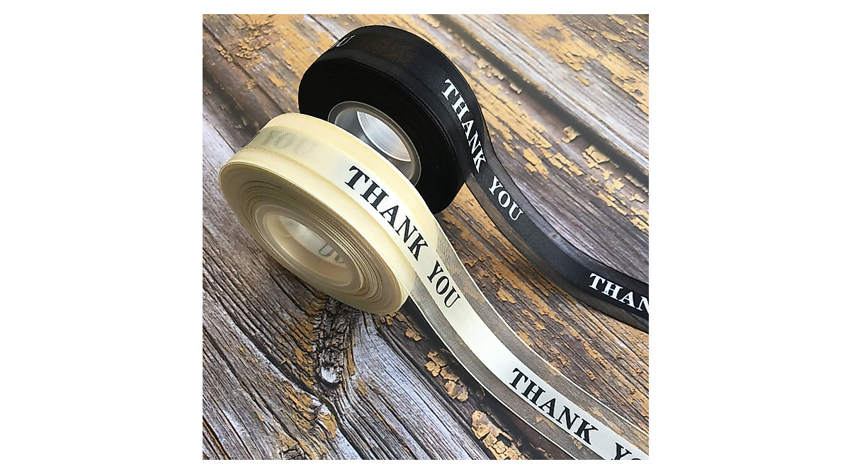 Elegant Satin Organza Ribbons with 'Thank You' - 2 Pack, 25 Yards