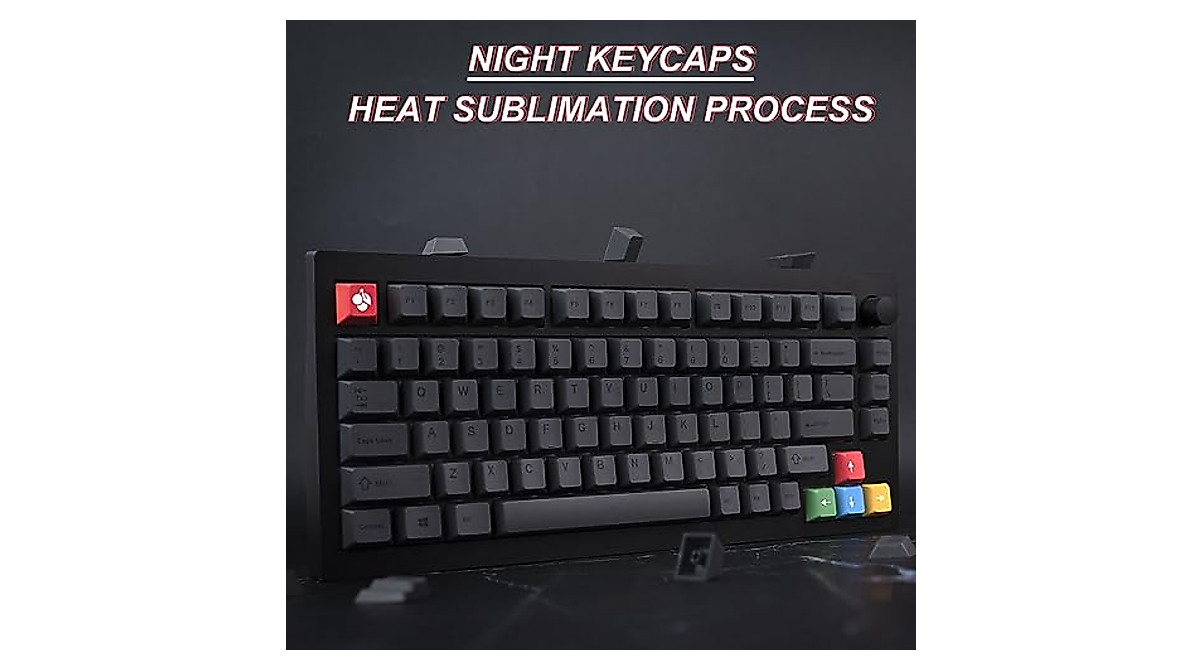 GEKUCAP 128 Keys Dark Grey Keycaps for Gaming Keyboards