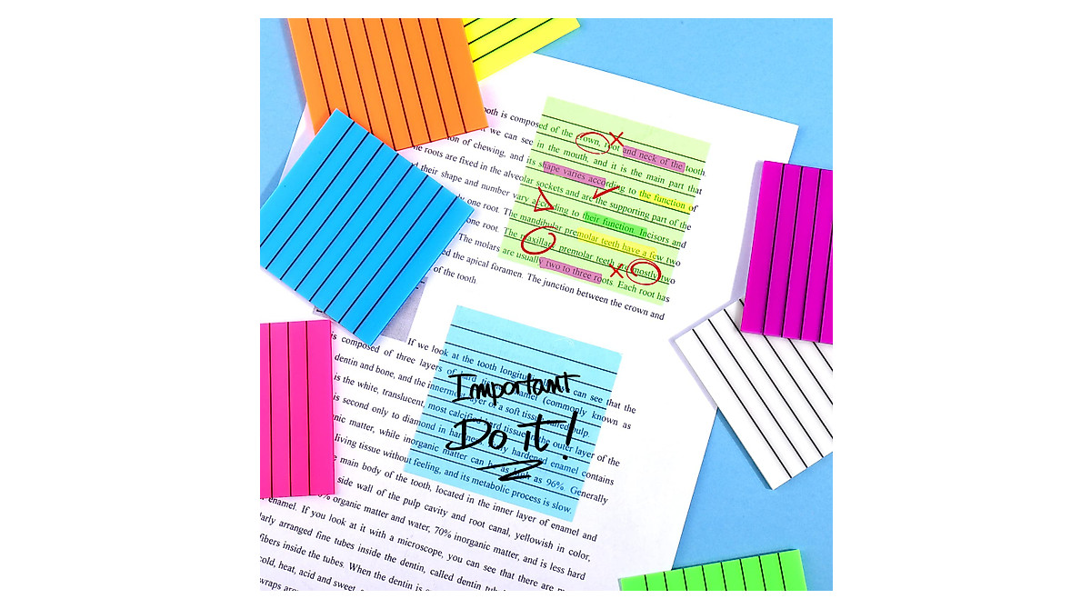 BABORUI 3x3 Inch Transparent Lined Sticky Notes - 350 Sheets