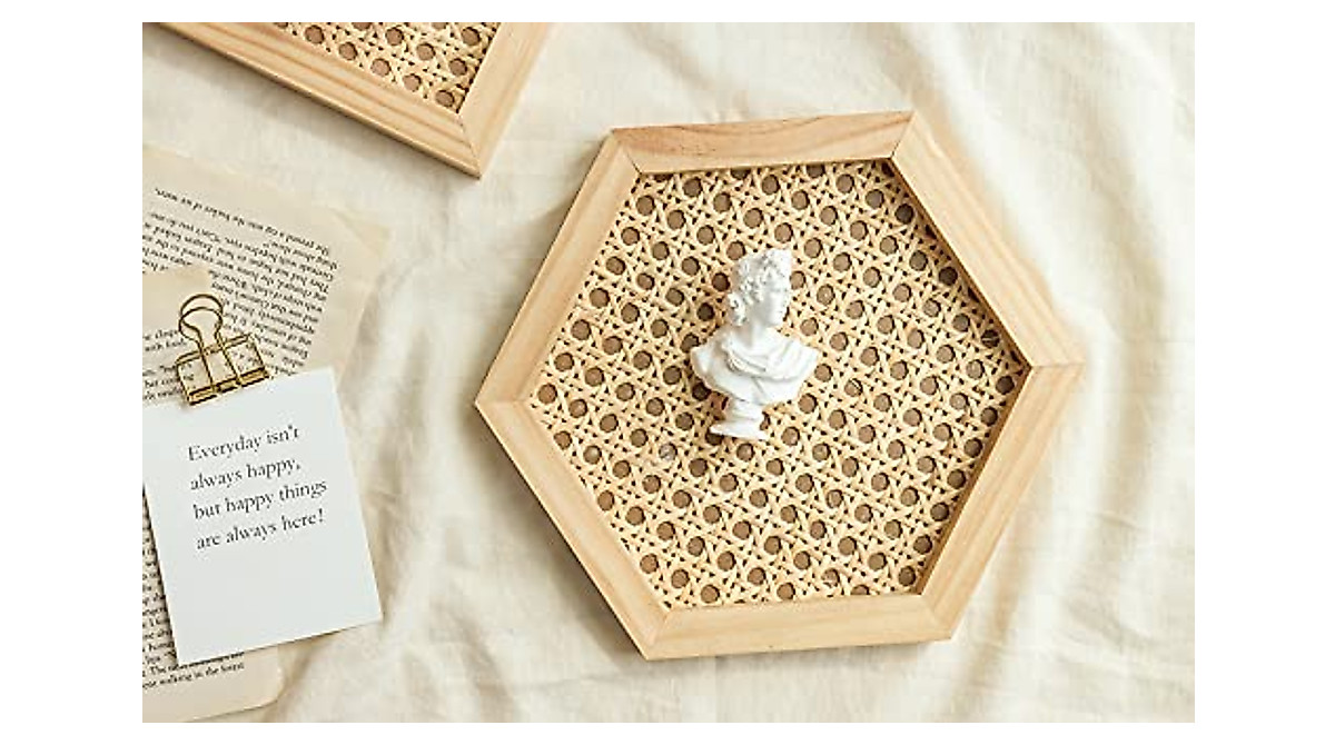 Hexagon Premium Rattan Tray - Handcrafted & Eco-Friendly