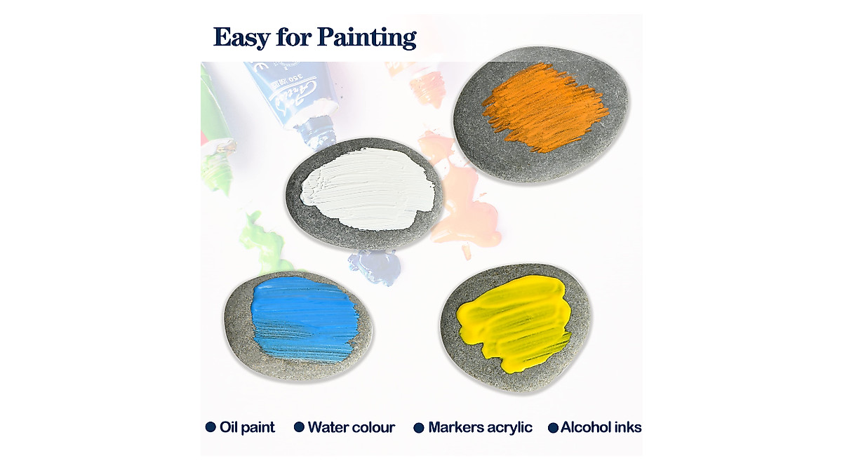 Simetufy 15 Pcs Flat Painting Rocks for DIY Crafts