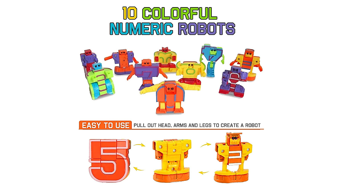 Transforming Number Robots Set for Kids | STEM Math Toys