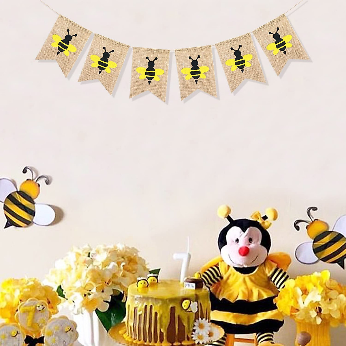Uniwish Bumblebee Banner for Happy Bee Day Decorations