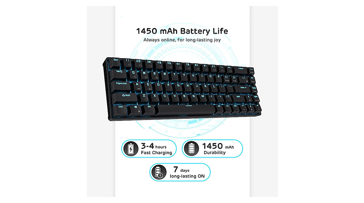 RK Royal Kludge RK68 Wireless Mechanical Keyboard - Compact & Customizable