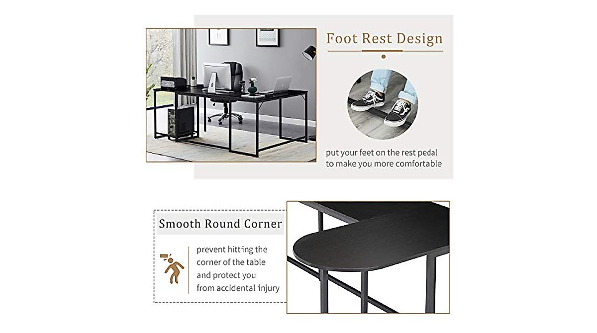 Merax U-Shaped Computer Desk - Spacious, Durable & Industrial Style