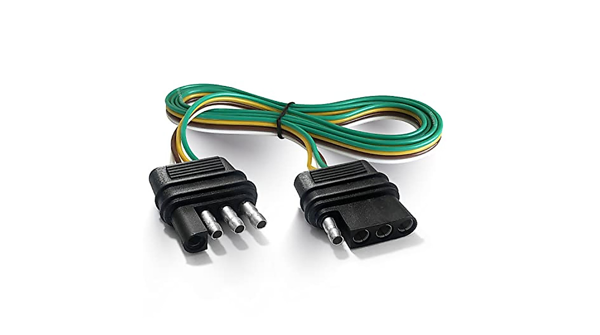 Trailer Wire Extension 4-Way 4 Pin Plug - Durable 18 AWG 59-Inch Extend