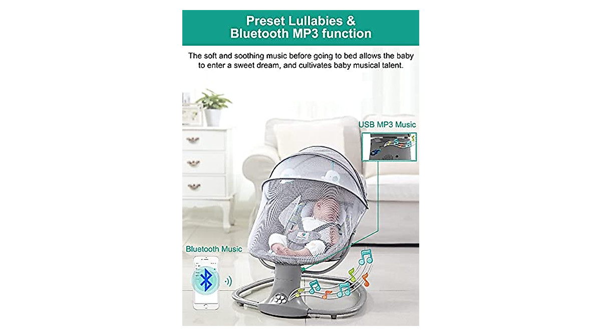 Baby Swing Baby Cradle with Remote & Bluetooth - Magic ZC Mocha Grey