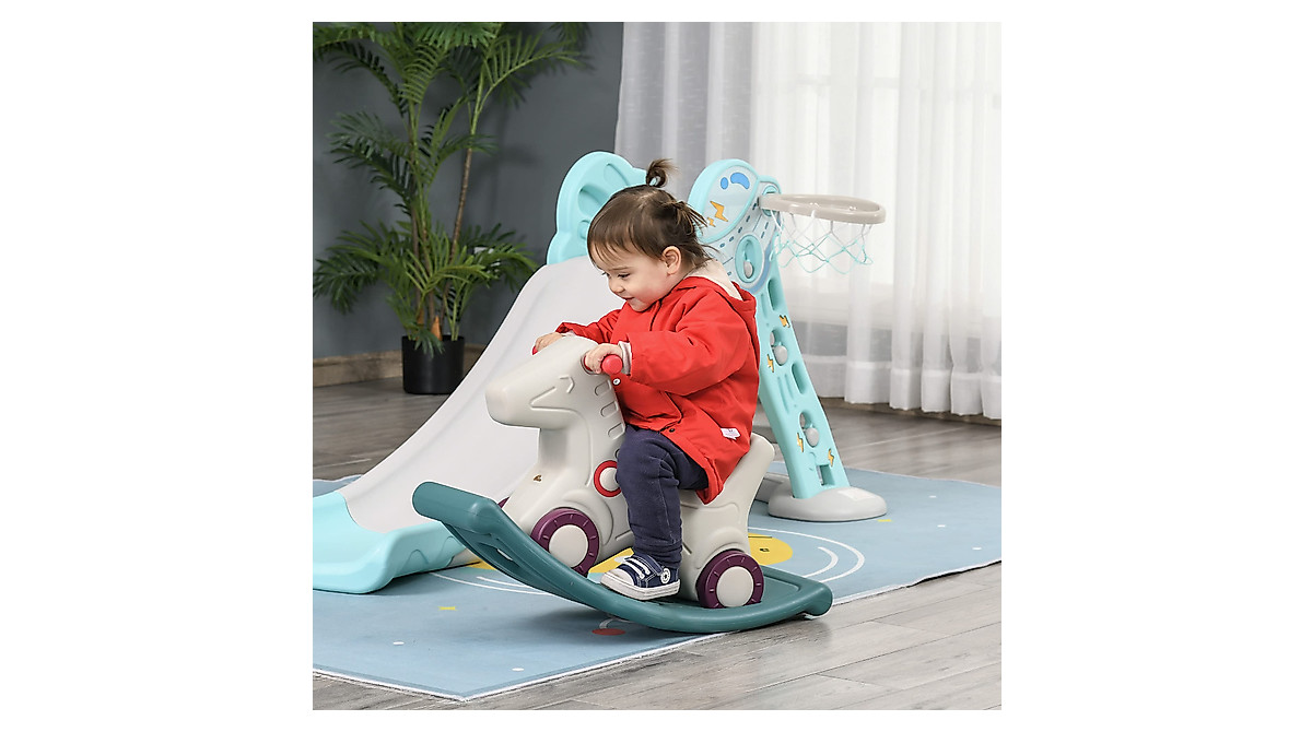 Qaba Kids 2-in-1 Rocking Horse & Sliding Car - Safe Fun
