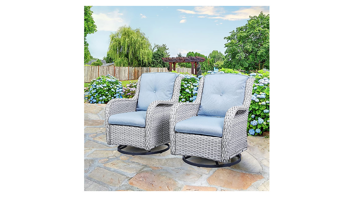 HUMMUH Outdoor Swivel Rocker Chairs Set - Comfort & Style