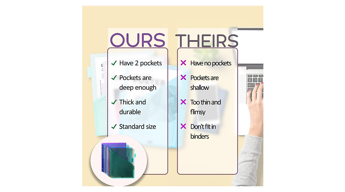 Mr. Pen Binder Dividers with Pockets & Tabs - 8 Pack for Organized Files