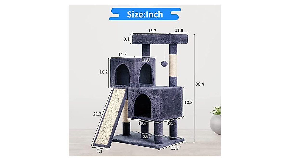 BestPet 36" Cat Tree for Indoor Cats - Multi-Level Comfort