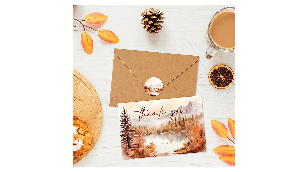 Whaline 48 Pack Fall Thank You Cards Watercolor Autumn Landscape