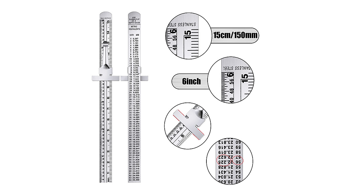 TOODOO Stainless Steel Pocket Rulers - 6 & 12 Inch