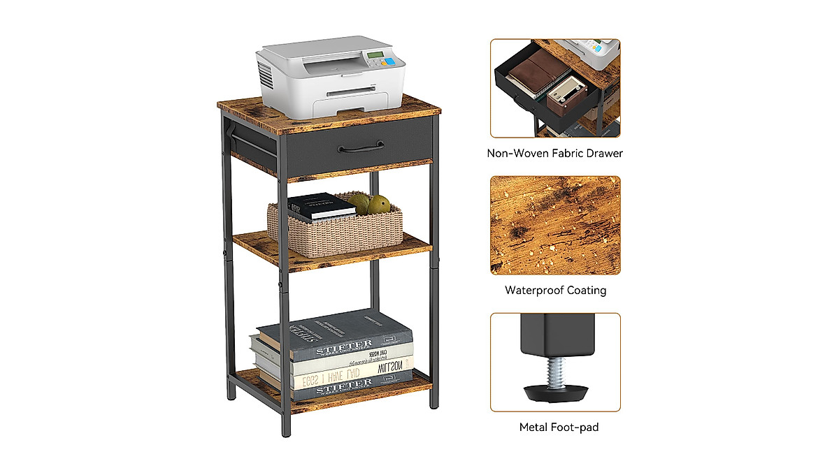 Industrial Printer Stand Rack - 3-Tier with Storage and Durable Design