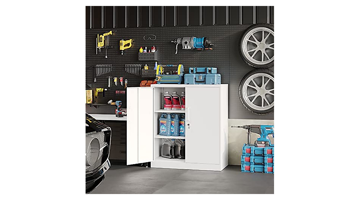 Secure Lockable Metal Storage Cabinet with Adjustable Shelves