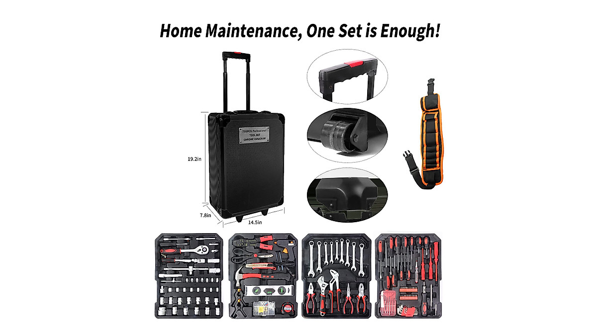 Tool Sets for Men - Complete Portable Toolbox with Household Tools