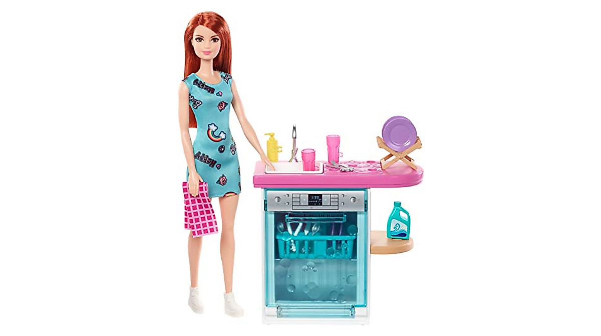 Barbie Indoor Furniture Dishwasher And Washing Accessories Playset