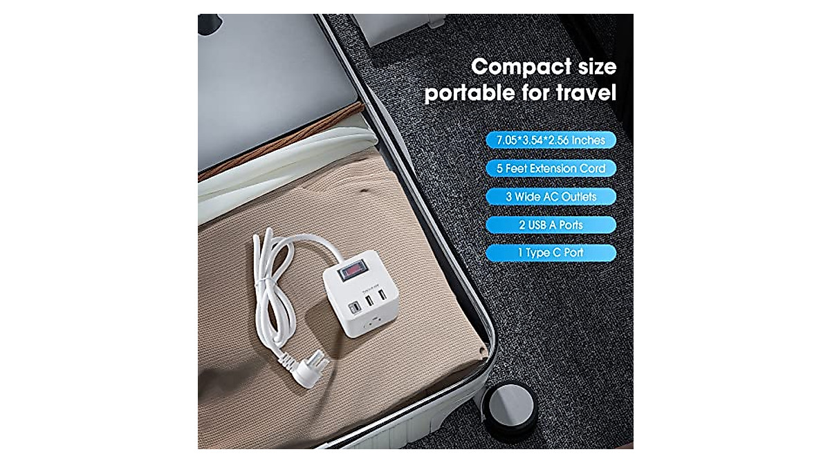 Power Strip Cube with USB C Compact for Travel, Weatherproof 5ft ...
