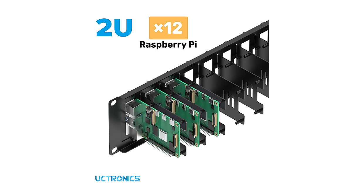 UCTRONICS 2U Rackmount for Raspberry Pi - Easy Front-Access Design