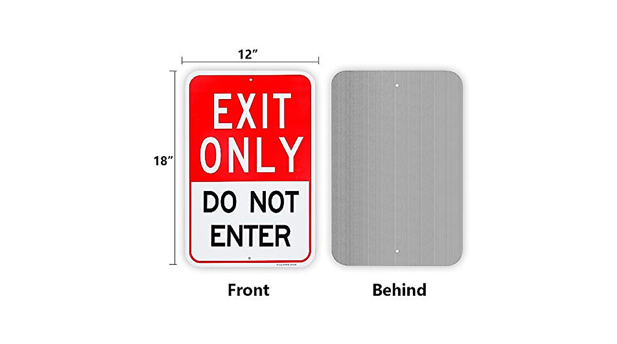 2-Pack Exit Only Do Not Enter Signs - Reflective Aluminum, 18x12