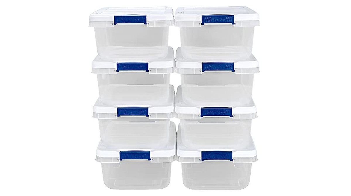 Hefty 15 Qt Clear Plastic Storage Bins | 8 Pack for Organization