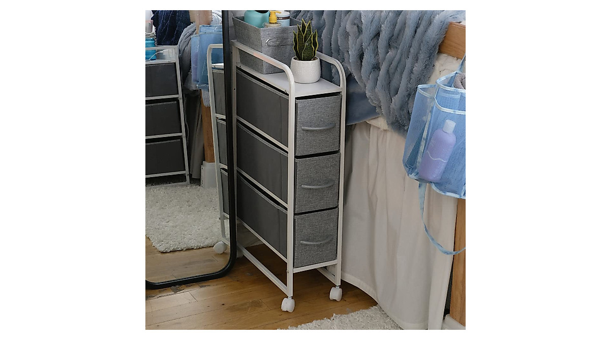 Dormify 3-Drawer Cart: Slim Nightstand Storage