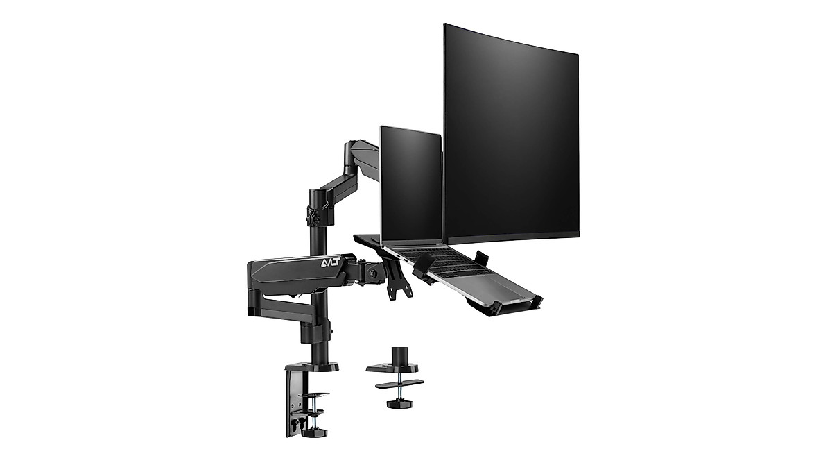 AVLT Laptop & Monitor Mount – Adjustable Dual Motion Desk Arm