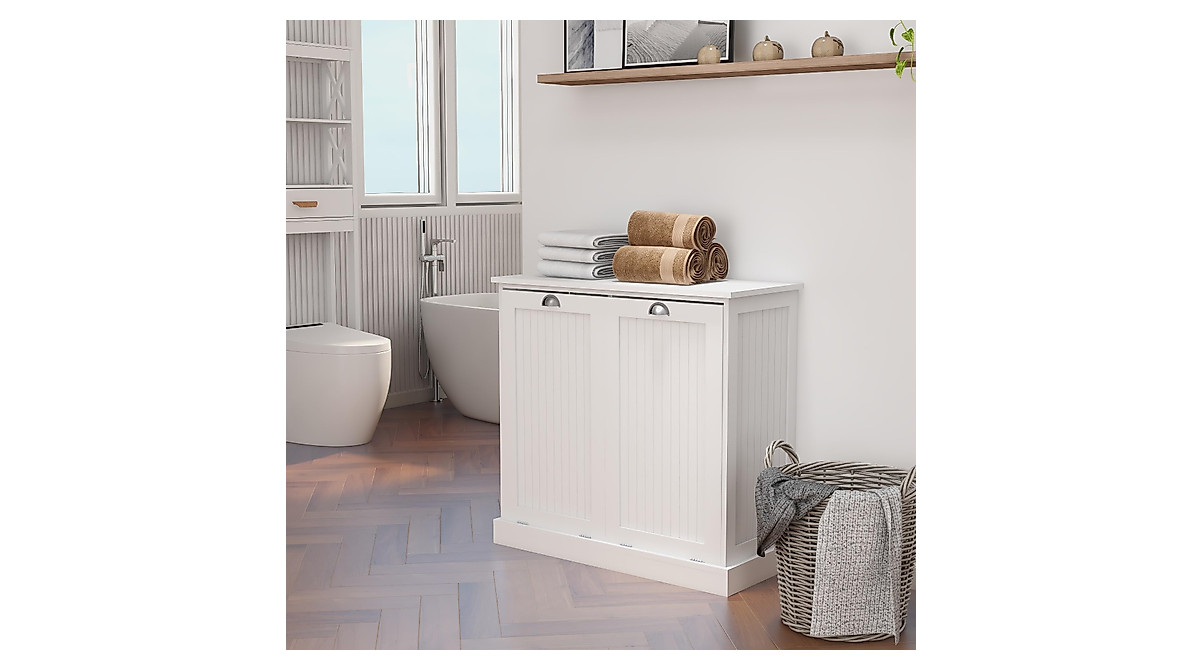 RASOO Double Tilt Out Trash Cabinet - Space-Saving Laundry Sorter