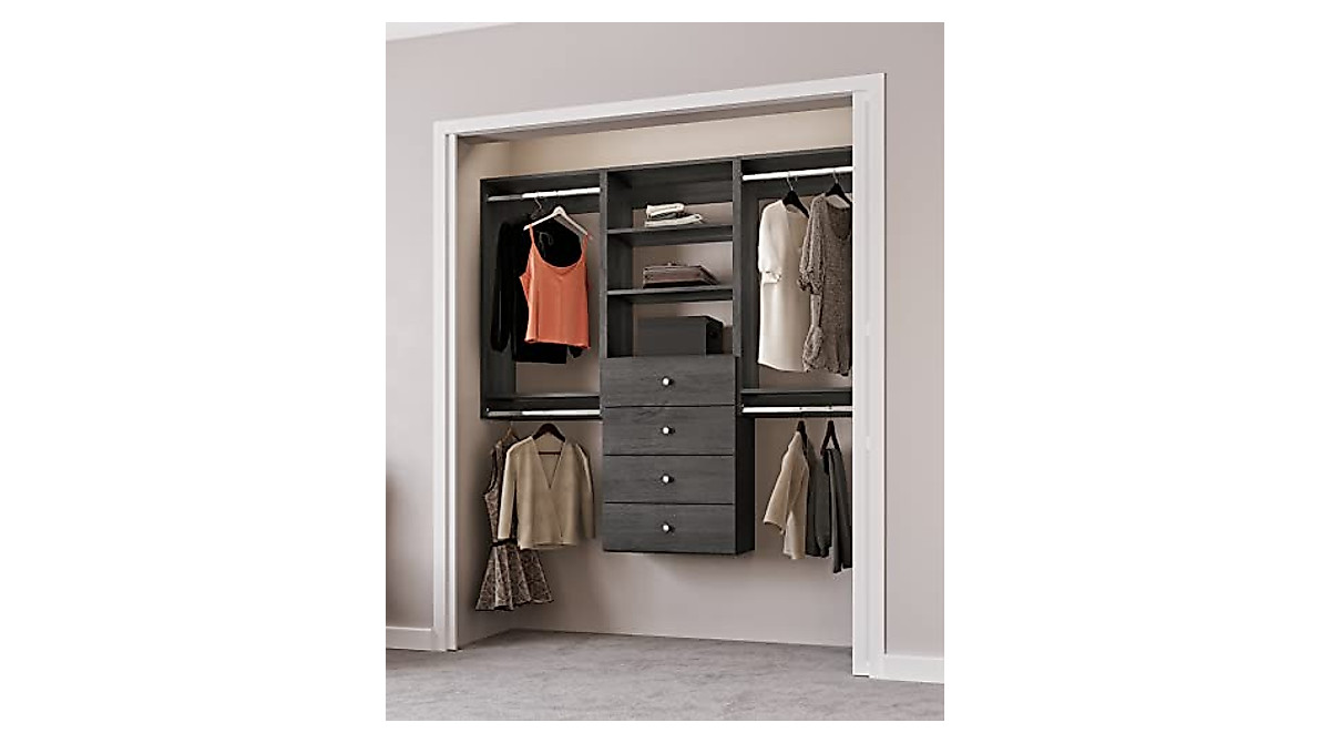 Closet Kit with Hanging Rods and Shelves - Easy Installation