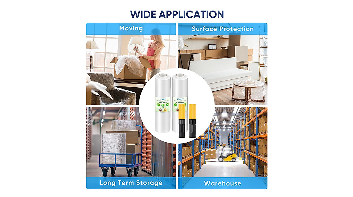 TICONN 2-Pack Heavy Duty Stretch Wrap Film | 1000ft Pallet Wrap
