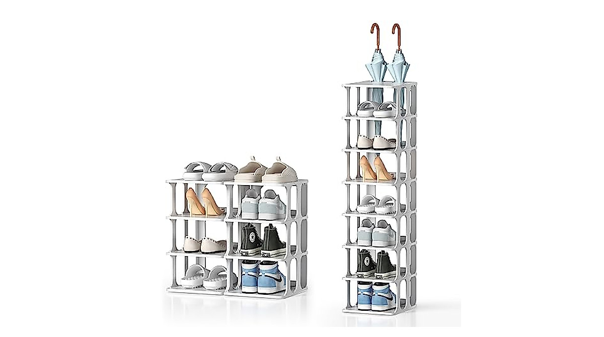 8-Tier White Shoe Rack Organizer - Space Saver & Durable