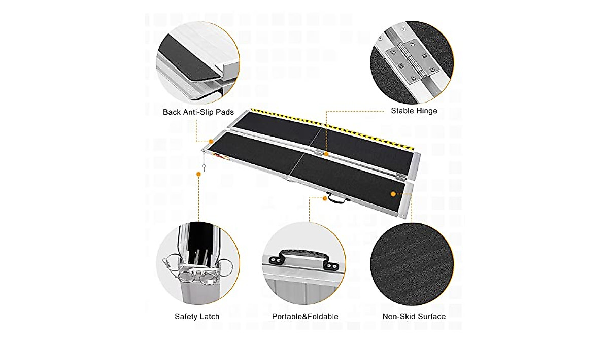 ORFORD 6FT Non-Skid Wheelchair Ramp - Portable & Safe Access