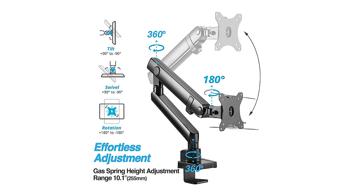 AVLT Single Monitor Arm Desk Mount - Full Motion & Ergonomic