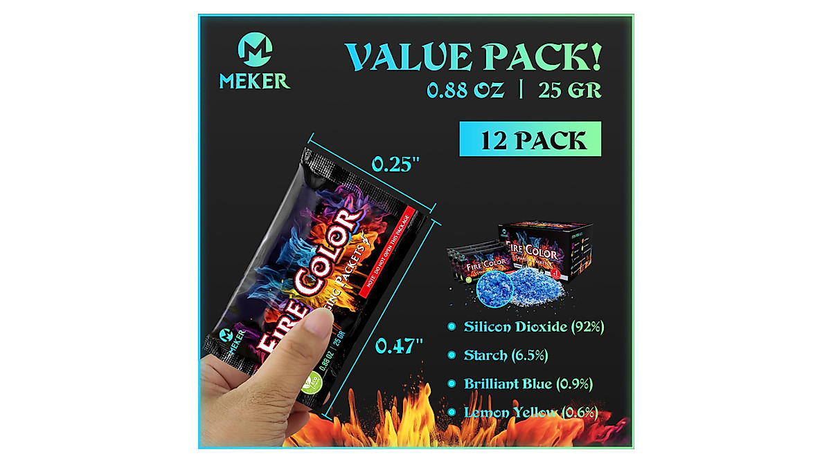 MEKER Fire Color Changing Packets for Outdoor Fireplaces & Campfires