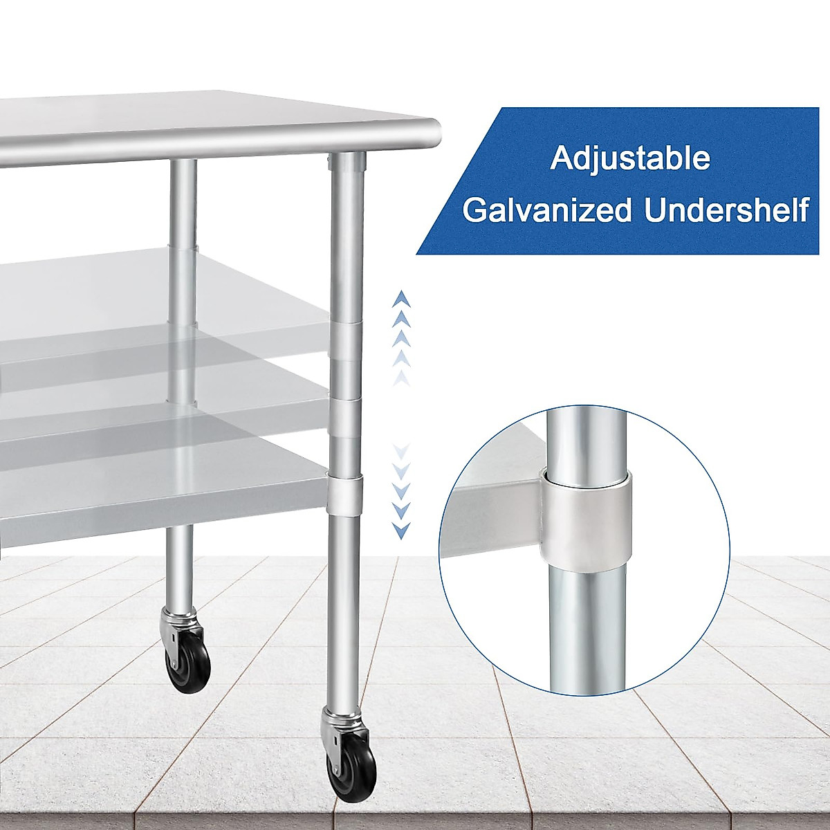 thumbnail image 2 of HARDURA Stainless Steel Table Prep & Work Table 24 X 30 Inches NSF Heavy Duty Commercial With Undershelf And Backsplash For Restaurant Kitchen Home And Hotel 2 of 13