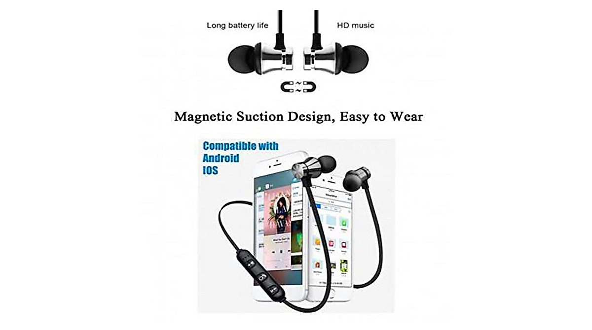 Blue Wireless Magnetic Neckband Headphones